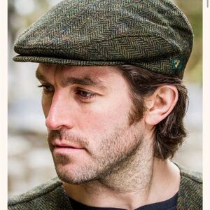 Aran Sweater Market Forest Green Trinity Tweed Flat Cap Size XL